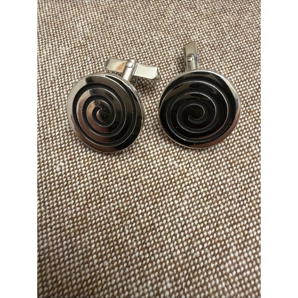 Vintage Swank Art Deco Engravable Cufflinks Spiral